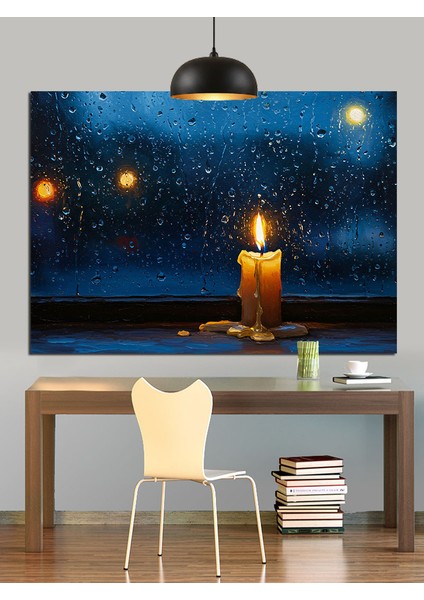 Mum Işığı Karanlık Gece Manzarası Dekoratif Kanvas - Mdf Ahşap Tablo