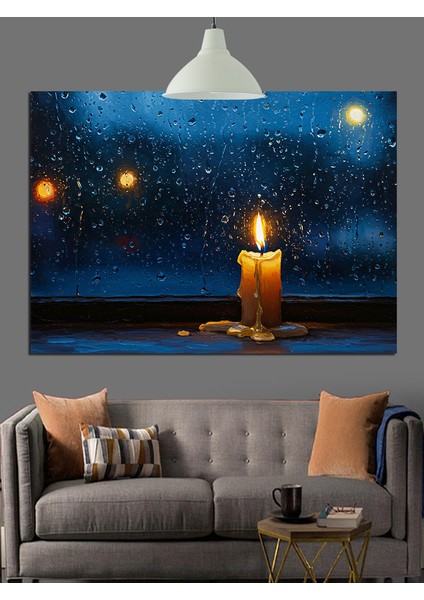 Mum Işığı Karanlık Gece Manzarası Dekoratif Kanvas - Mdf Ahşap Tablo indirimleri