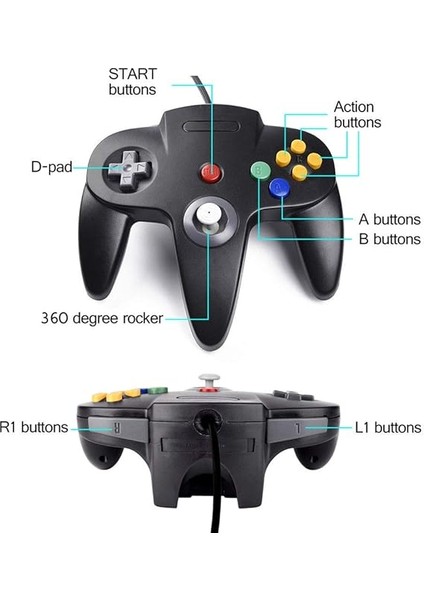 Joystick Denetleyicisi Gamepad N64 Denetleyicisi Pc Mac Controle Için USB ile (Gri) fiyatları