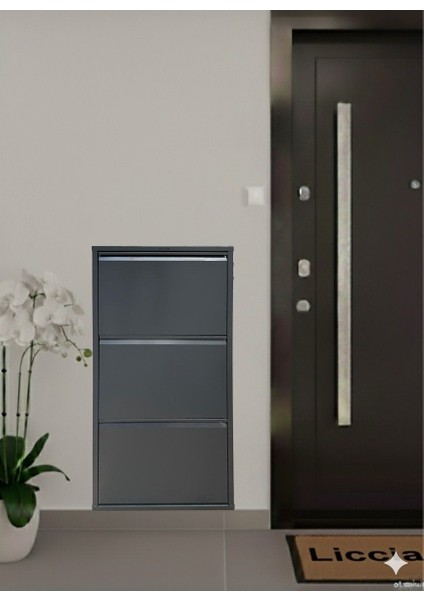 Metal Ayakkabılık 3 Lü Antrasit Ral 7016