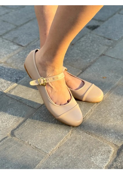 Virella Tokalı Iki Parça Yuvarlak Büyük Numara Kadın Babet Modern ve Rahat Büyük Numara