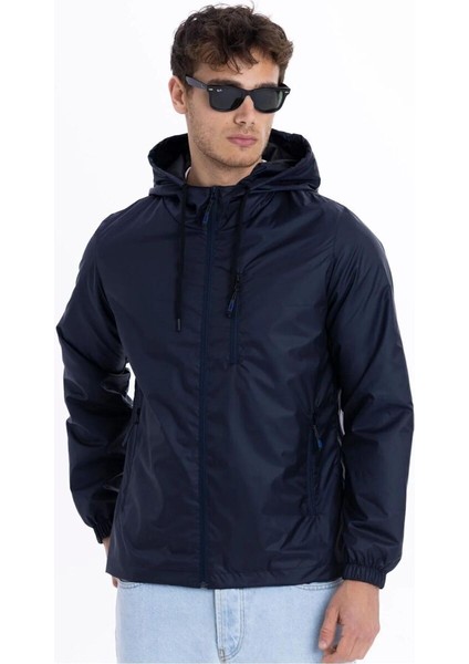 İçi Astarlı Su ve Rüzgar Geçirmez Erkek Cepli Yağmurluk