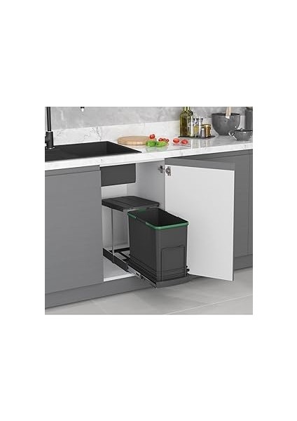 Tls. Raylı Plastik Gövde Çöp Kovası 24 Lt.-Antrasit Gri Tek Ebat Zsx S-2571-A fiyatları