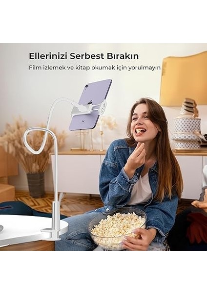 70 cm Akrobat Esnek Tablet ve Telefon Tutucu Stand Beyaz indirimleri