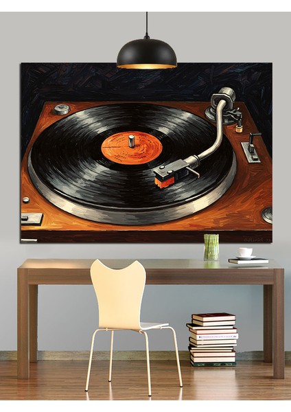 Vinil Plak Pikap Müzik Dekoratif Kanvas - Mdf Ahşap Tablo