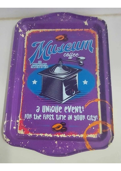 Vintage Desenli Metal Tepsi Büyük Genişlik 32,5cm Uzunluk 21,5cm 1 Adet fiyatları