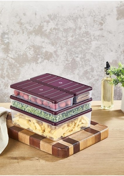 Home Nora 4'lü 4 Lt.+ 2,5 Lt.+ 1,2 Lt+1,2 Lt Saklama Kabı Ekru