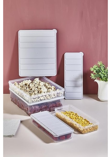 Home Nora 4'lü 4 Lt.+ 2,5 Lt.+ 1,2 Lt+1,2 Lt Saklama Kabı Ekru indirimleri