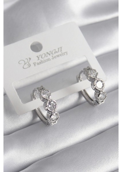 Bfs Pirinç Gold Renk Zirkon Taşlı Kalp Detay Kadın Küpe