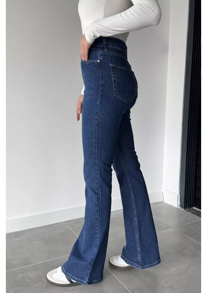 Kadın Yüksek Bel Ispanyol Paça Jean Kot Pantolon P-00018901 fiyatları