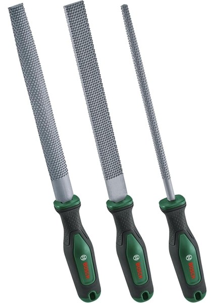 3 Parçalı Törpü Seti (Sağlam Ahşap Törpü Seti, Düz, Yarı Yuvarlak ve Yuvarlak Rende Dahil; Sert Karbon Çelik; Şaft Uzunluğu 200 Mm; Orta Kesim 2; Yumuşak Saplı Ergonomik Sap)