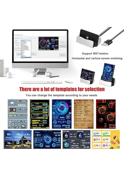 Inç IPS Ekran USB Ikincil Ekran Bilgisayarlar Cpu Gpu Ram HDD Saat Tarih Ekranı Yatay Dikey Ekran Anahtarı fırsatları