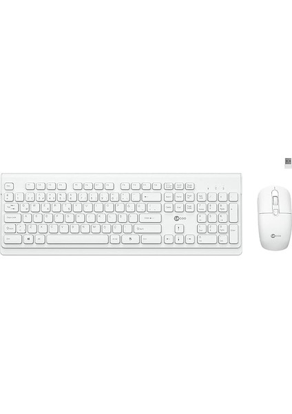 KW203 Kablosuz Türkçe Q Klavye & Mouse Set - Qwerty Türkçe Dizilim Klavye, 1600DPI Optik Fare, Win/mac Uyumlu, Sıvı Dökülmesine Dayanıklı, Tam Boyutlu Türkçe Q Klavye Mouse Seti Beyaz