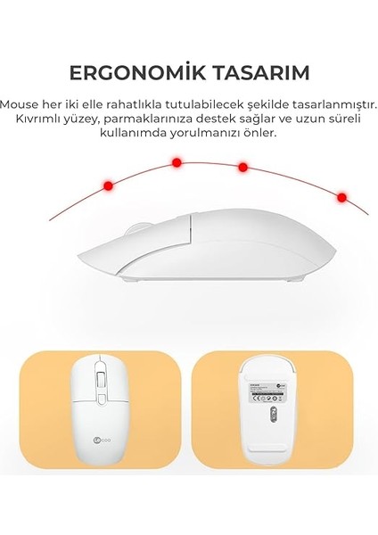 KW203 Kablosuz Türkçe Q Klavye & Mouse Set - Qwerty Türkçe Dizilim Klavye, 1600DPI Optik Fare, Win/mac Uyumlu, Sıvı Dökülmesine Dayanıklı, Tam Boyutlu Türkçe Q Klavye Mouse Seti Beyaz modelleri