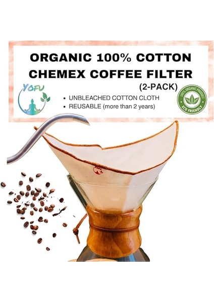 Adet) Yıkanabilir, Kumaş Chemex Kahve Filtresi AĞARTILMAMIŞ%100 Ham Pamuk, Organik, Ekolojik Filtre Chemex (C.2) fiyatları