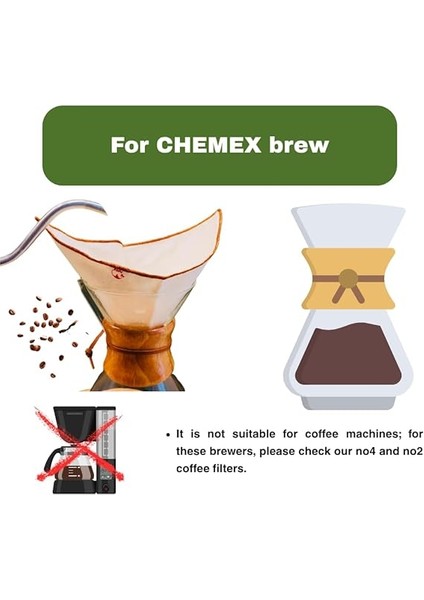 Adet) Yıkanabilir, Kumaş Chemex Kahve Filtresi AĞARTILMAMIŞ%100 Ham Pamuk, Organik, Ekolojik Filtre Chemex (C.2) modelleri