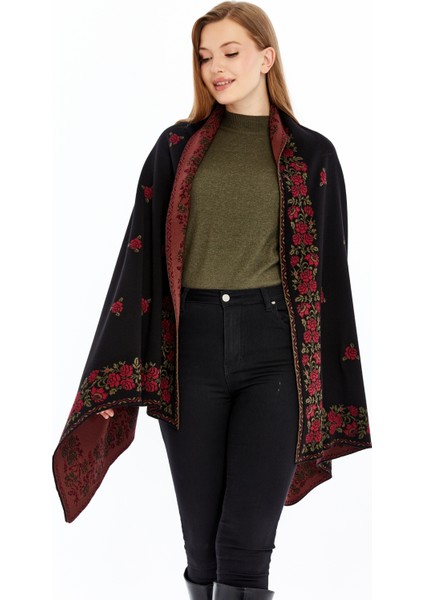 Güllü Model- Kadın,genç,anne,triko Omuz Şalı- Siyah-Bordo fiyatları