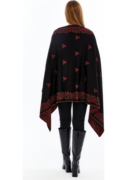 Güllü Model- Kadın,genç,anne,triko Omuz Şalı- Siyah-Bordo fırsatları