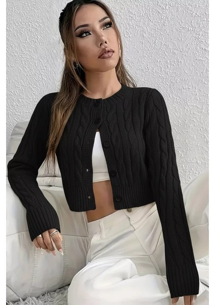 Örgü Desenli Kadın Triko Hırka (S,m,l Uyumludur) P-00018294