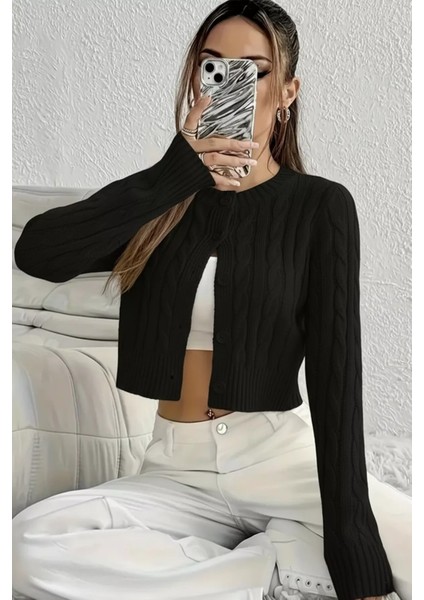 Örgü Desenli Kadın Triko Hırka (S,m,l Uyumludur) P-00018294 fiyatları