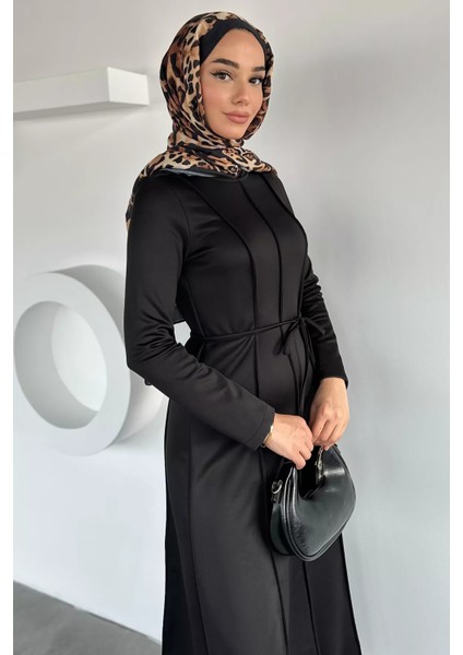 Bel Bağcıklı Tesettür Dalgıç Elbise P-00018950