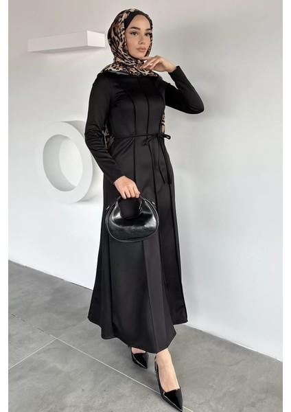 Bel Bağcıklı Tesettür Dalgıç Elbise P-00018950 modelleri