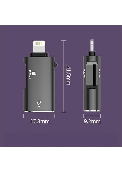 Mobile Iphone Lightning Girişli Hafıza Kart ve USB Okuyucu Adaptör, 1x Tf Kart ve 1x USB Çevirici indirimleri