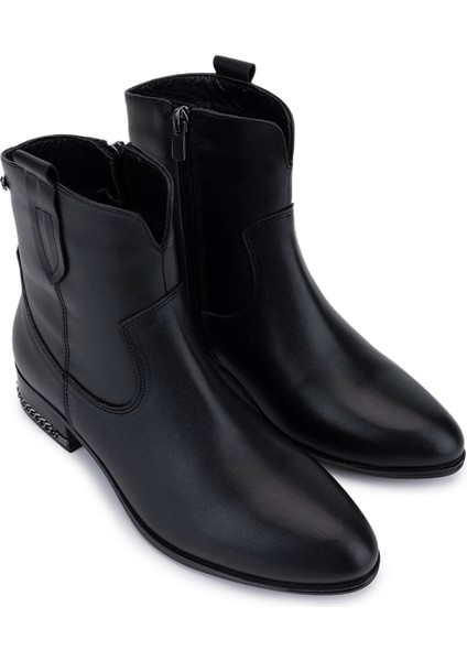 Kadın Hakiki Deri Siyah Deri Topuklu Bot 322 2152713 Bn Bot SK25-26 Sıyah Dr fiyatları