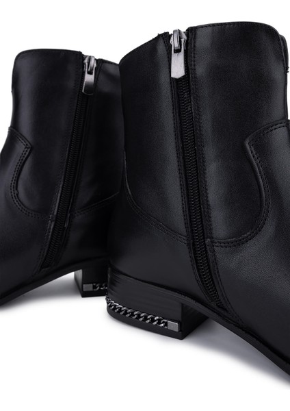 Kadın Hakiki Deri Siyah Deri Topuklu Bot 322 2152713 Bn Bot SK25-26 Sıyah Dr indirimleri