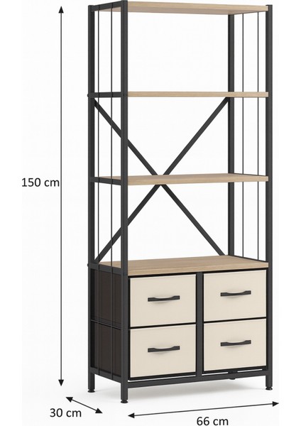 4 Çekmeceli 4 Raflı Kitaplık Çalışma Odası Düzenleyici Metal Kitaplık Deri Çekmeceli Kitaplık fırsatları
