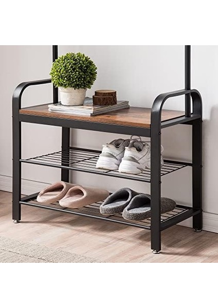 , Ayakkabı Tezgahı, 4'ü 1 Arada Tasarım, 9 Kanca, 33.7 x 72 x 183 Cm, Endüstriyel Tasarım, - Siyah HSR40BB fiyatları