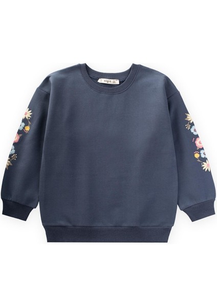 Kol Nakışlı Sweatshirt 2-10 Yaş Lacivert