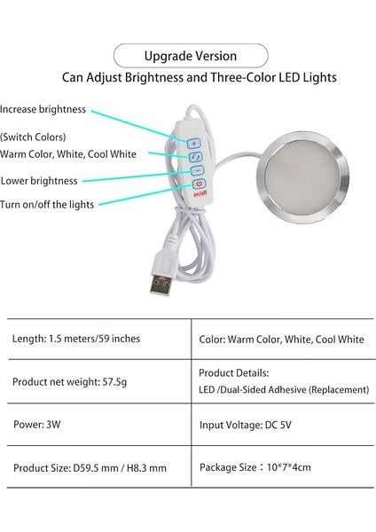 Lamba Seti 001, Üç Renk ve Ul 5V1A USB Şarj Cihazı Bambu Lab H2D/X1/P1P/A1 Mini Makerworld Için, Anycubic Makeronline 3D Yazıcı Işığı, Dıy Donanım Modeli, Yedek Parçalar, 3000 K Sıcak Işık modelleri