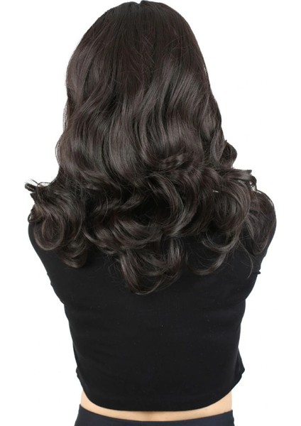 Kahkülsüz Fiber Sentetik Orta Boy Dalgalı Peruk - Kahverengi fırsatları