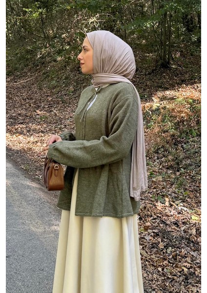 Yaka Bağlama Detaylı Kazak Haki fiyatları