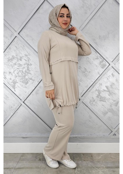 Kadın Taş Detalı Bağcıklı Tesettür Takım fiyatları
