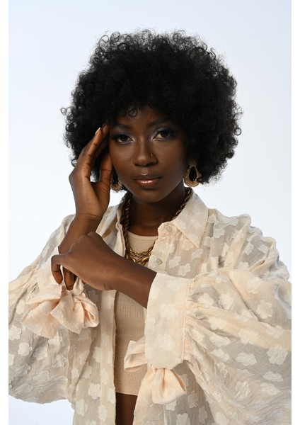 Kadın Transparan Çiçek Desenli Oversize Gömlek modelleri