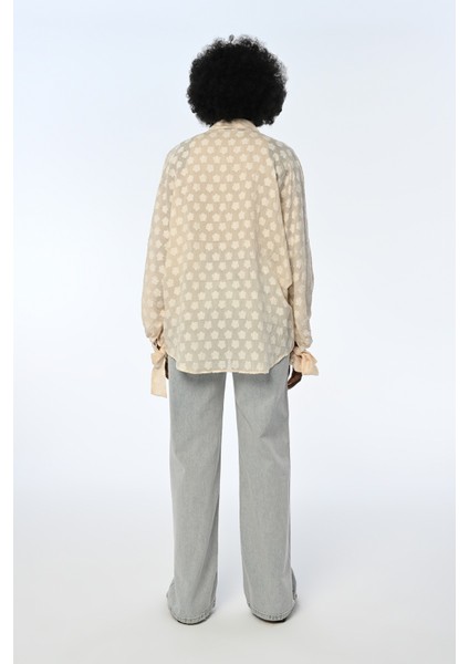 Kadın Transparan Çiçek Desenli Oversize Gömlek indirimleri