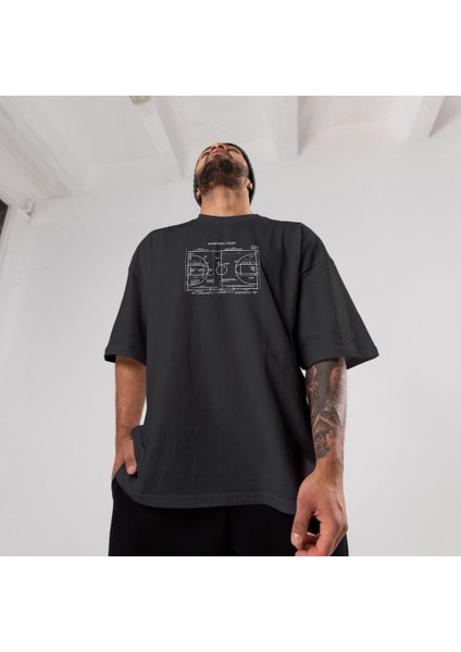 Basketball Court Oversize Tişört - Siyah fiyatları