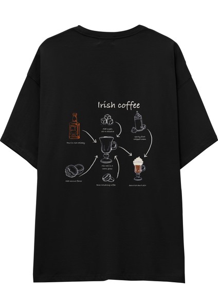 Irish Coffee Oversize Tişört - Siyah
