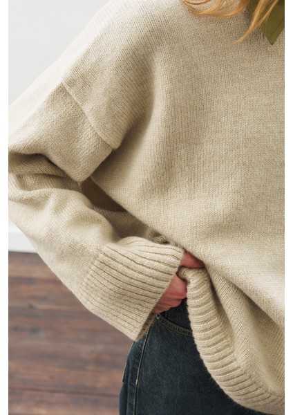 Chunky Oversıze Kazak Bej indirimleri