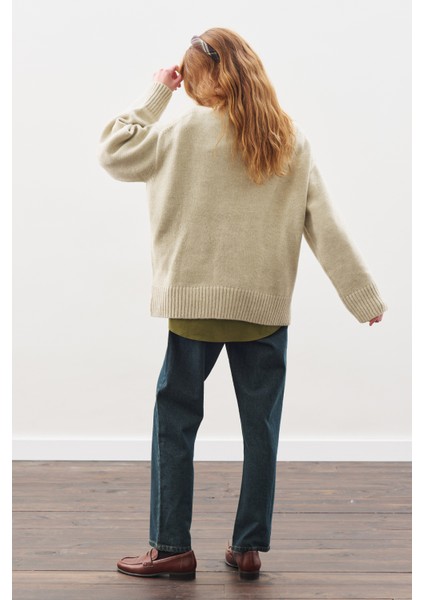 Chunky Oversıze Kazak Bej