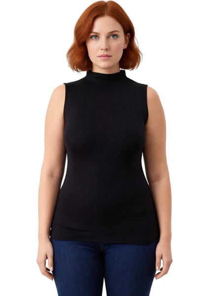 Kadın Vücuda Oturan Dik Yaka Ribana Örme Bluz Günlük ve Ofis Şıklığı Kaliteli Şık Rahat Modern