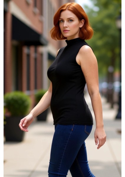 Kadın Vücuda Oturan Dik Yaka Ribana Örme Bluz Günlük ve Ofis Şıklığı Kaliteli Şık Rahat Modern modelleri