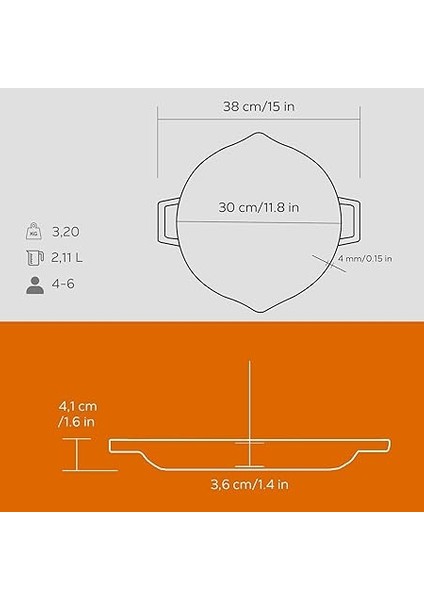 Metal Döküm Yuvarlak Kızartma Tavası, Metal Kulplu, 30CM indirimleri