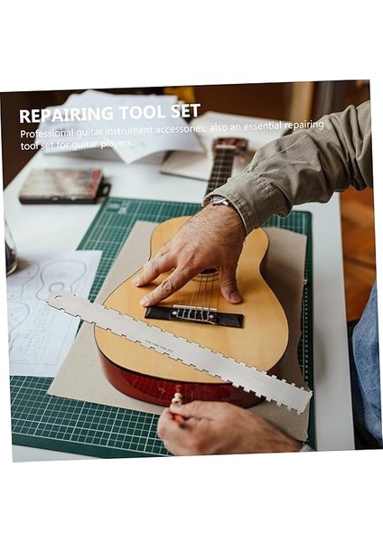 2 Adet Gitar Boyun Cetveli Gitar Yarıçapı Ölçer Gitar Kurulum Araç Kiti Müzik Aleti Cetveli Müzik Aleti Aracı Düz Gitar Cetveli Ölçü Aleti Paslanmaz Çelik Teller Plastik indirimleri