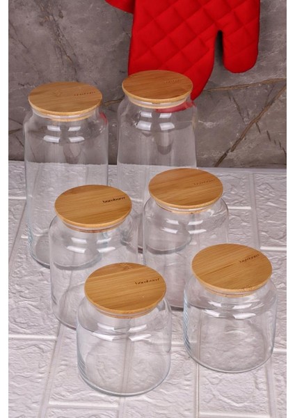 Zone - 6'lı Cam Saklama Kabı 600 ML-800 ML-1300 ML Vakumlu Bambu Kapaklı fiyatları