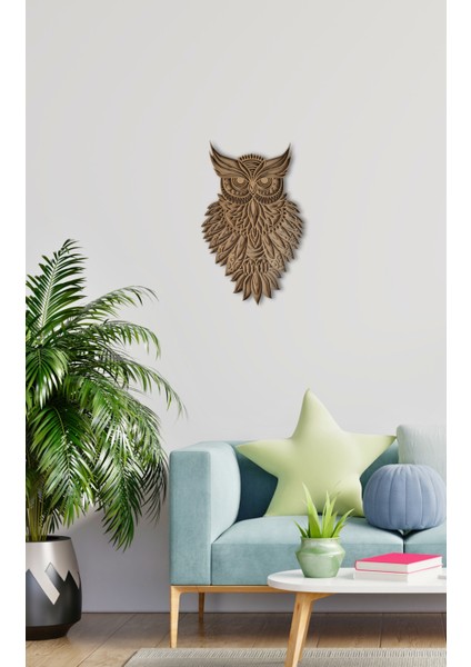 Bohem Ev Dekoru Baykuş Temalı Ahşap Duvar Dekoru Baykuş Duvar Süsü Natürel Ham Ahşap Katmanlı Dekoru modelleri