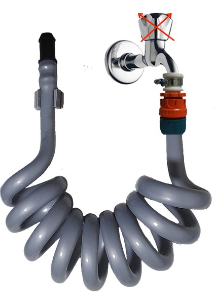 Spiral Wc Taharet Hortumu Kelepçe Rekorlu ve Duvara Sabitlemeli 120 Cm Gri modelleri