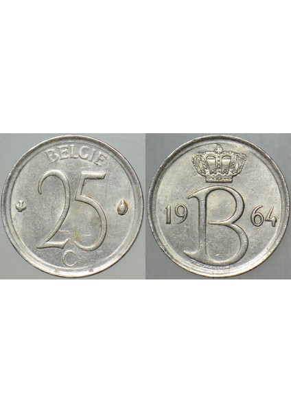 Belçika 25 Centimes 1964.